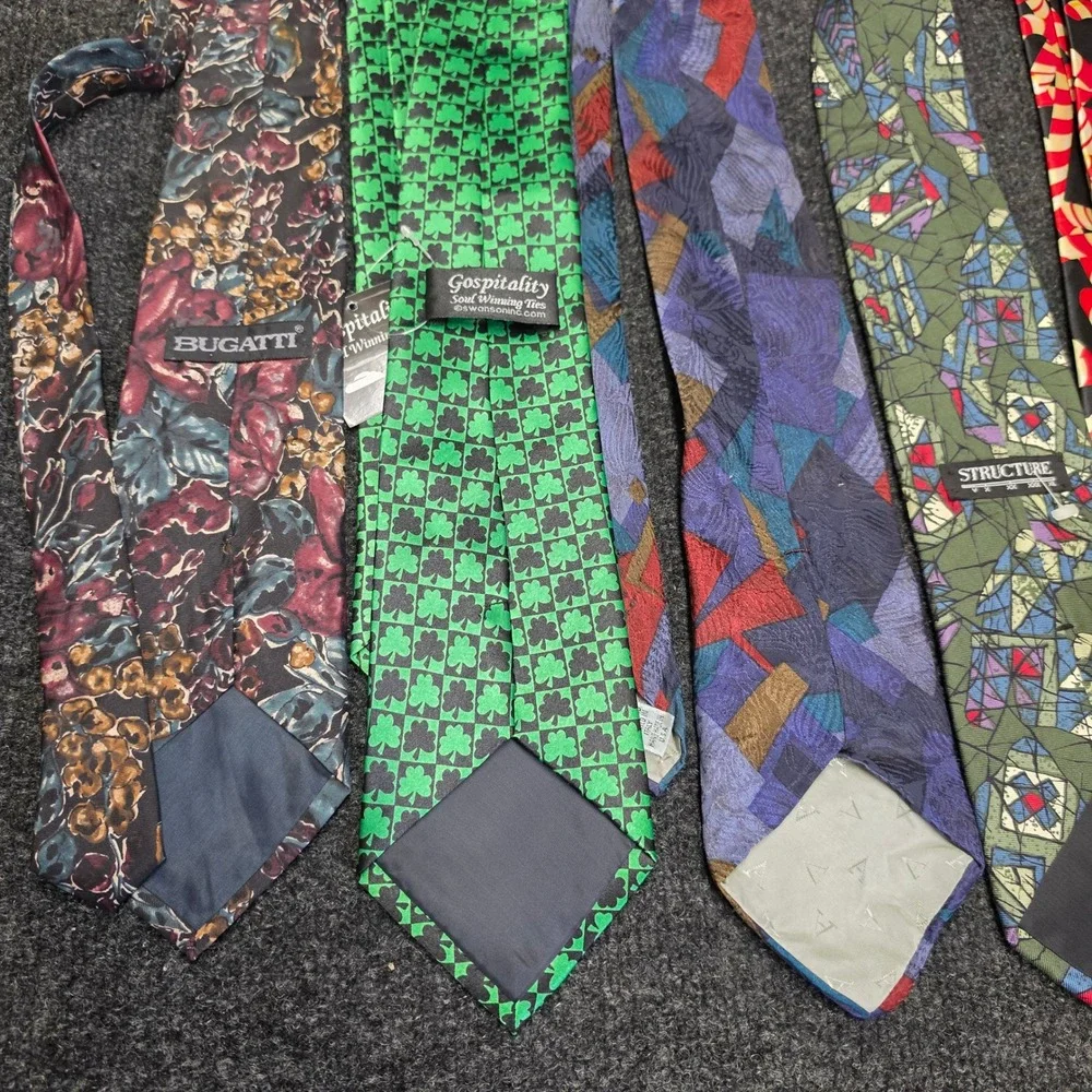 Vintage Mens Necktie Lot of 6 Bugatti Van Heusen Structure Gospitality Silk Tie